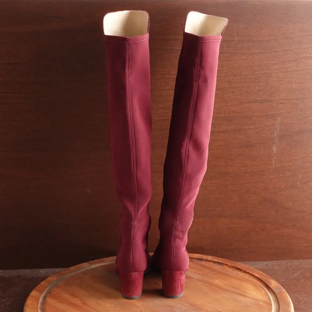 Stuart Weitzman Boots WMS SZ 5.5B Burgundy Gillian‎ 60 City Over The Knee Suede